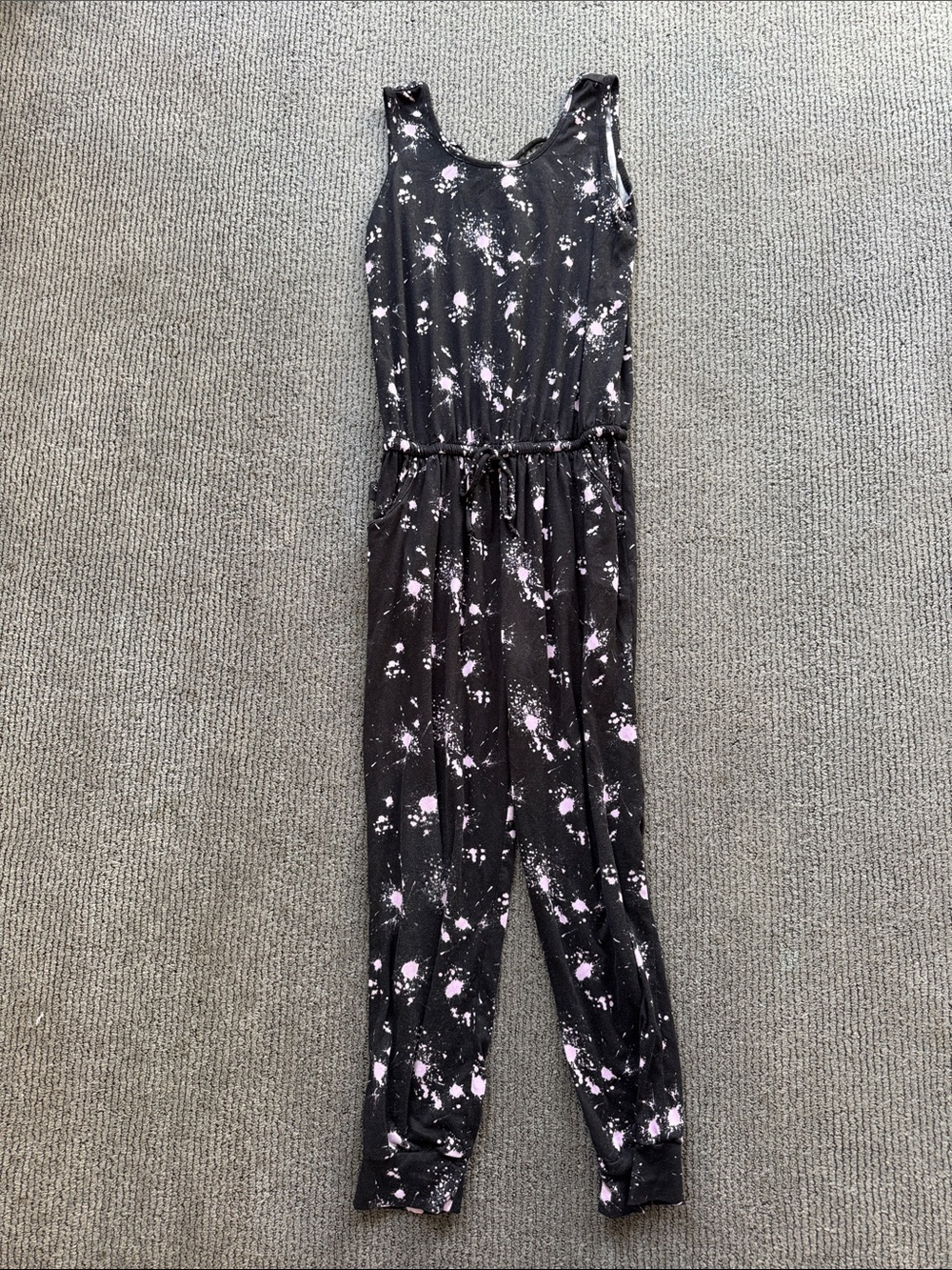 Black & Pink Tie-Dye Kids Jumpsuit Romper